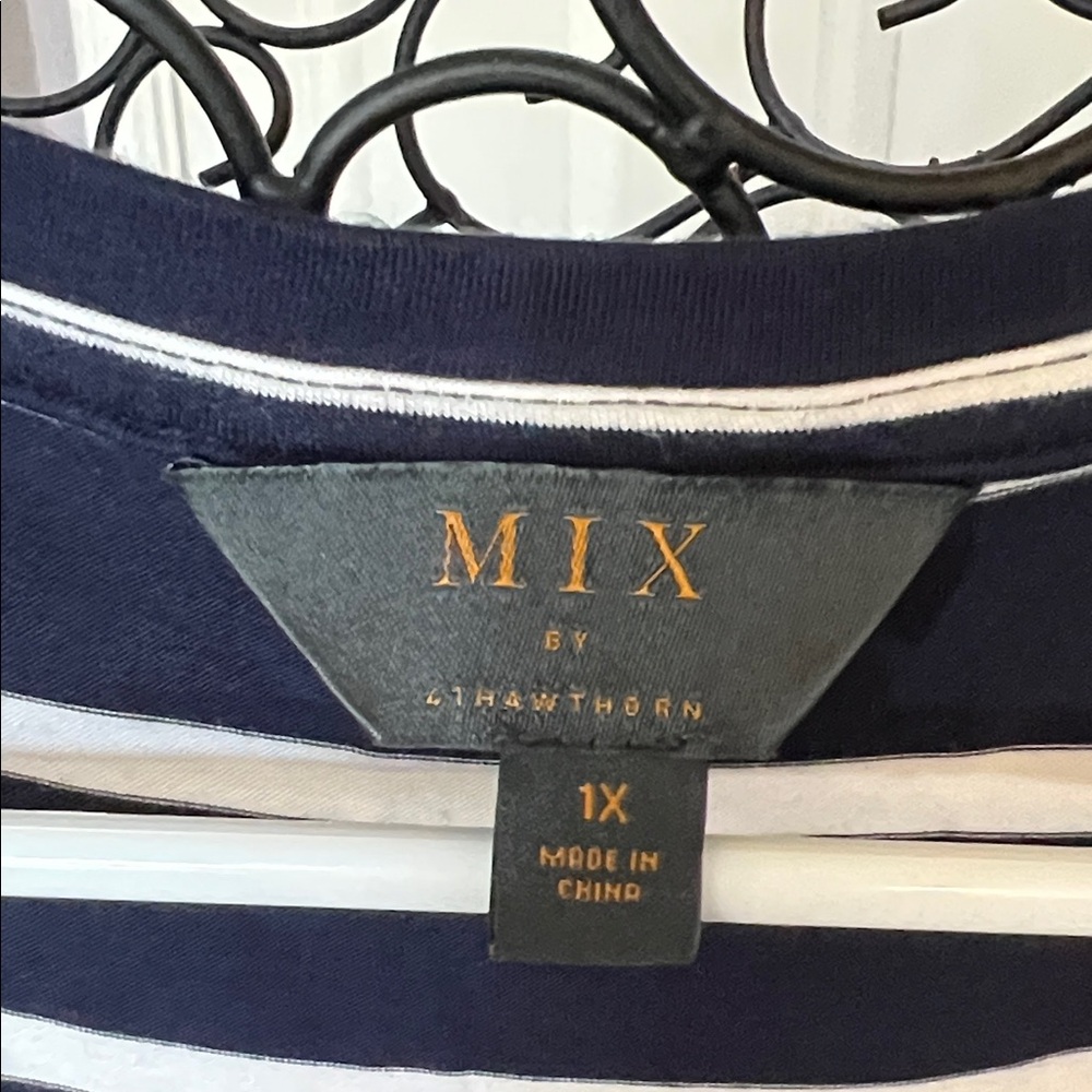 MIX Navy and White Striped Midi Dress - Picture 2 of 3